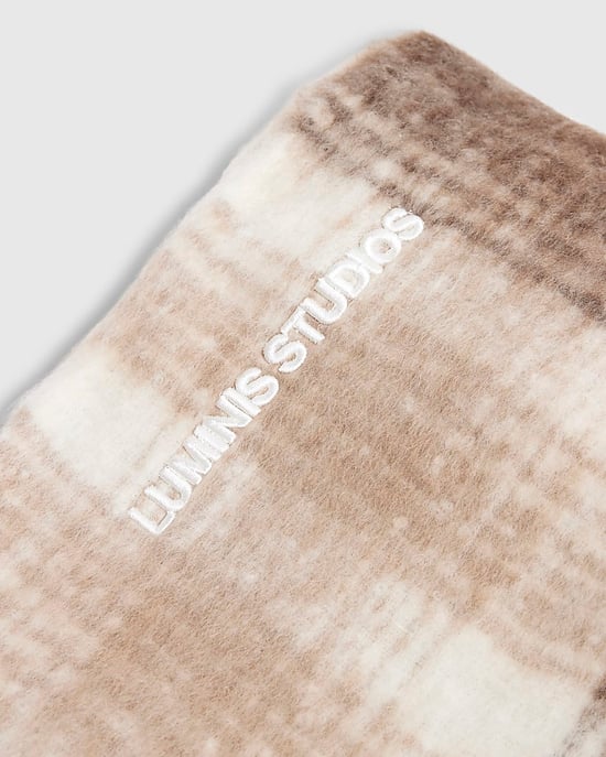 River Island Mens Scarf Brown Brushed Check Luminis - Image 2