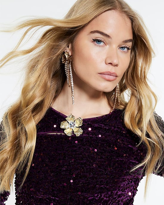 River Island Womens Top Purple Velvet Long Sleeve Cut Out - Image 4