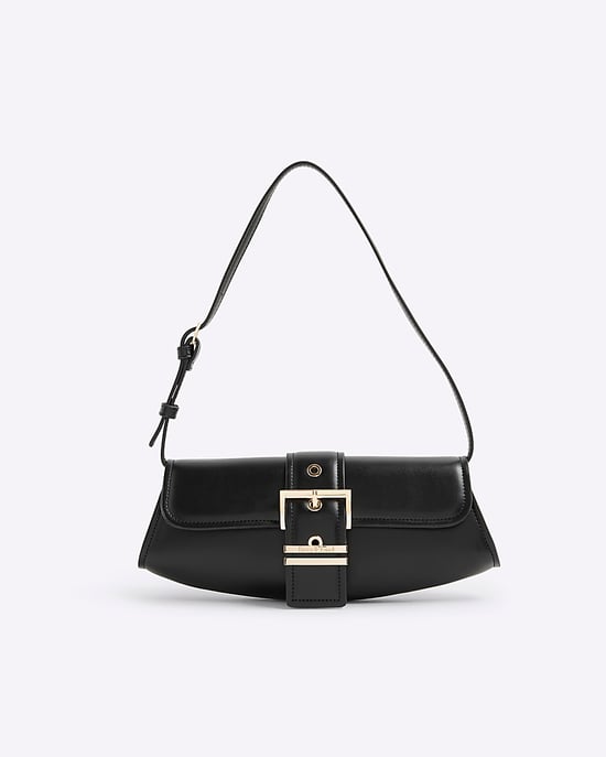 River Island Womens Shoulder Bag Black Buckle Front - Image 4