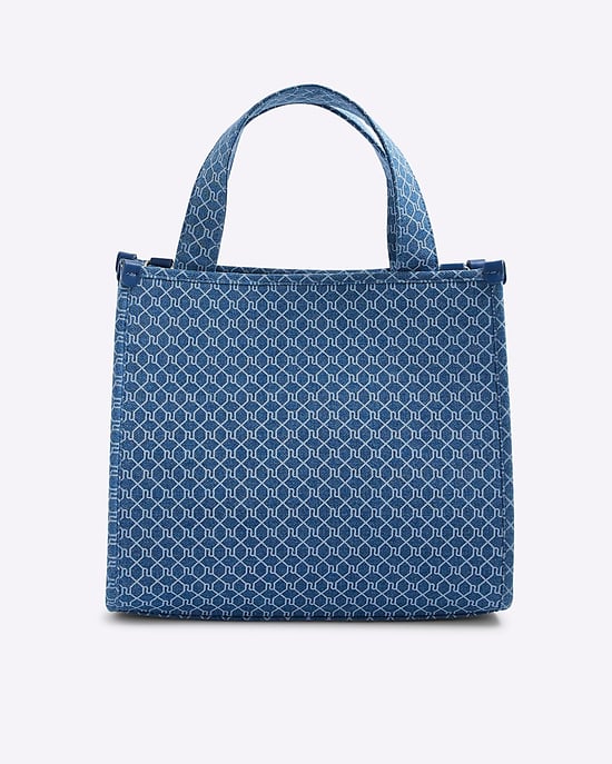 River Island Womens Tote Bag Blue Denim Monogram - Image 2