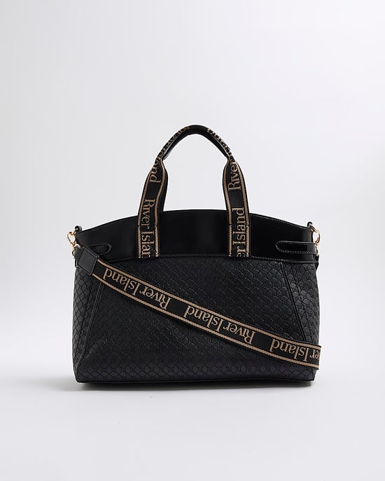 River Island Womens Tote Bag Black Panelled Webbing Handle - Image 3