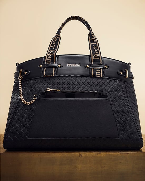 River Island Womens Tote Bag Black Panelled Webbing Handle - Image 4