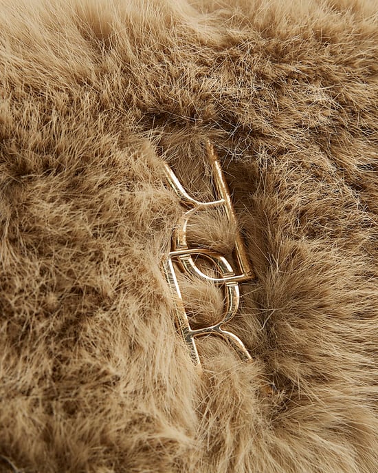 River Island Womens Shoulder Bag Brown Logo Faux Fur - Image 2