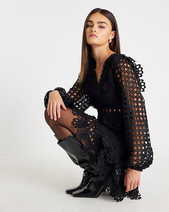 River Island Womens Mini Dress Black Long Sleeve Lace - Image 4