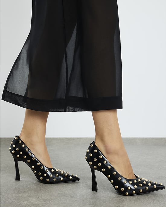 River Island Womens Court Heels Black Studded - Image 4