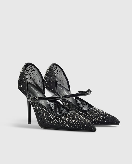 River Island Womens Court Heels Black Embellished - Image 1