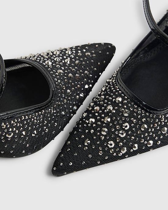 River Island Womens Court Heels Black Embellished - Image 4
