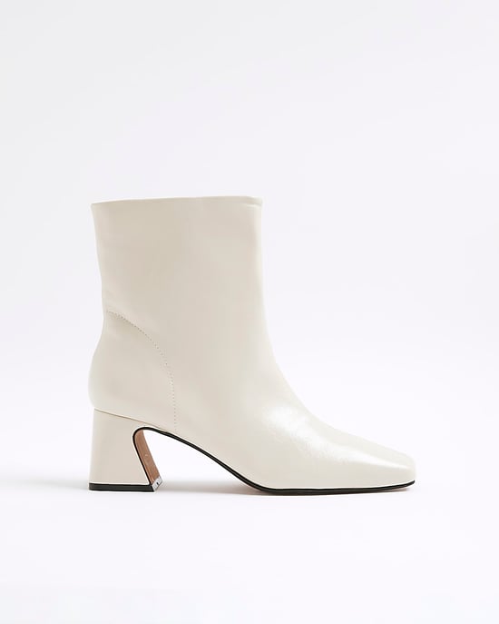 River Island Womens Ankle Boots Cream Block Heel - Image 2