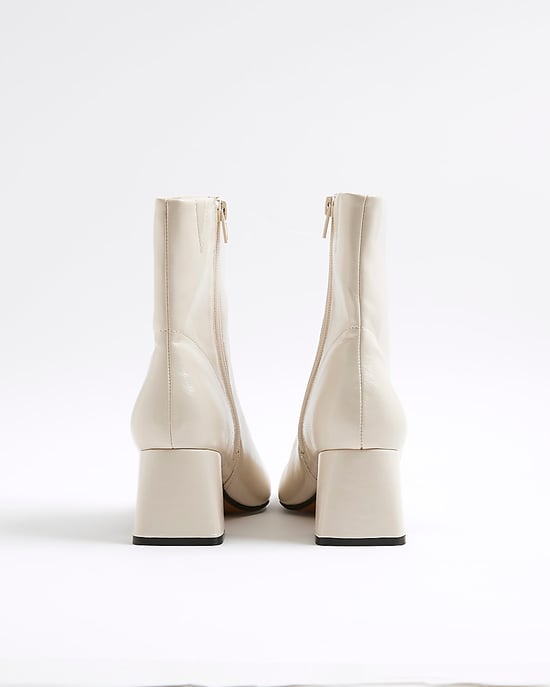 River Island Womens Ankle Boots Cream Block Heel - Image 3