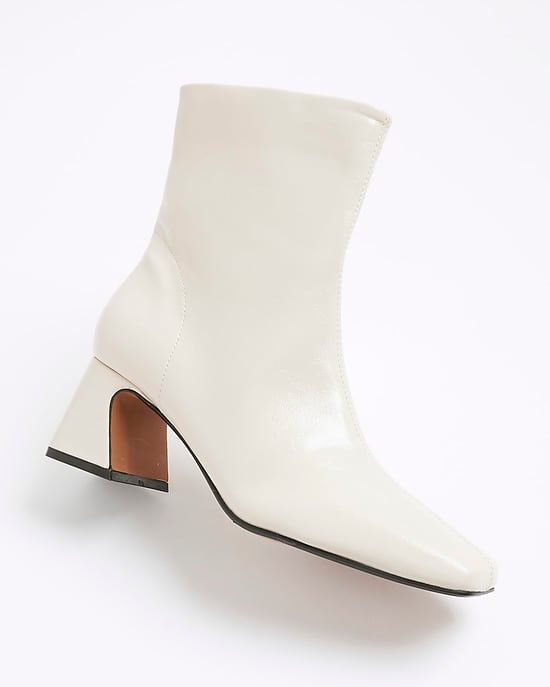 River Island Womens Ankle Boots Cream Block Heel - Image 4