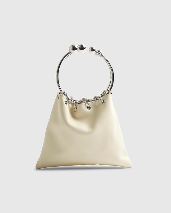 River Island Womens Clutch Bag Cream Studded Leather - Image 2