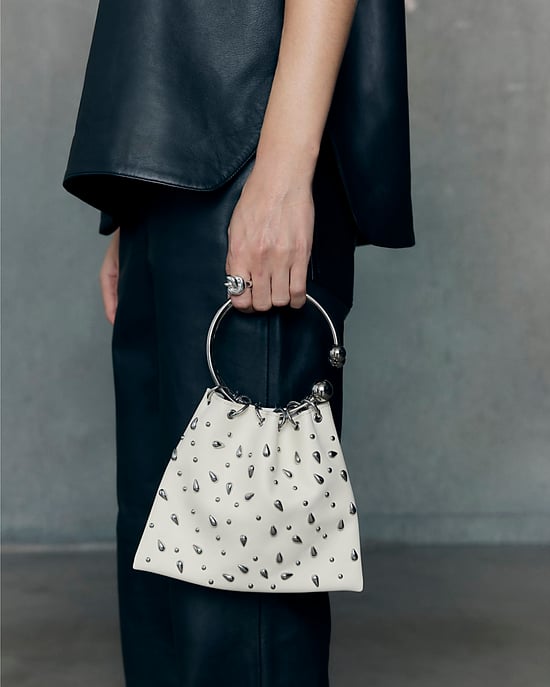 River Island Womens Clutch Bag Cream Studded Leather - Image 4