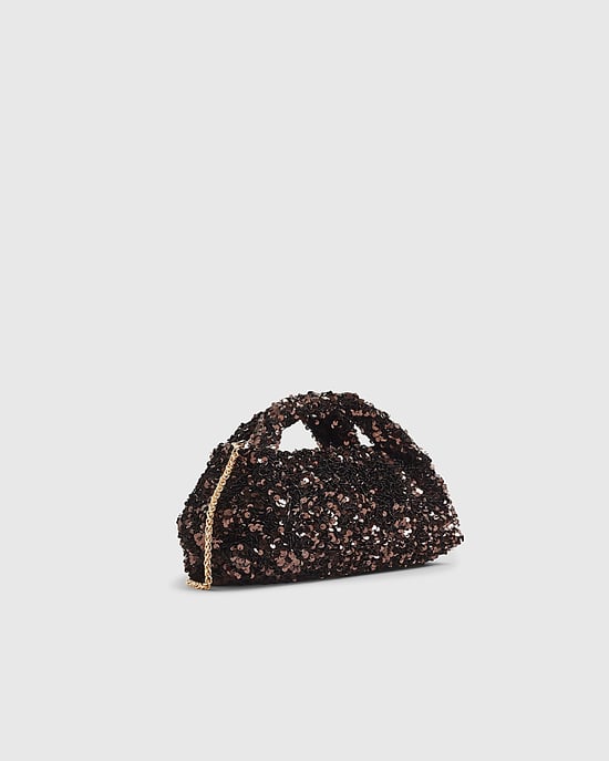 River Island Womens Clutch Bag Brown Sequin - Image 1