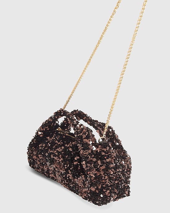 River Island Womens Clutch Bag Brown Sequin - Image 3