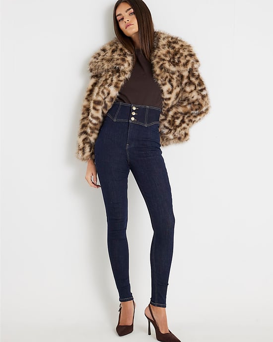 River Island Womens Skinny Jeans Blue Corset Denim Fabric - Image 1
