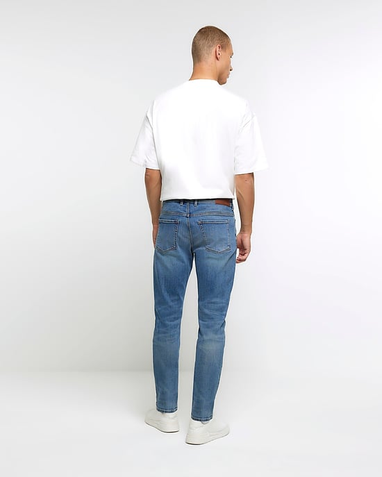 River Island Mens Skinny Jeans Blue Fit Denim Fabric - Image 3