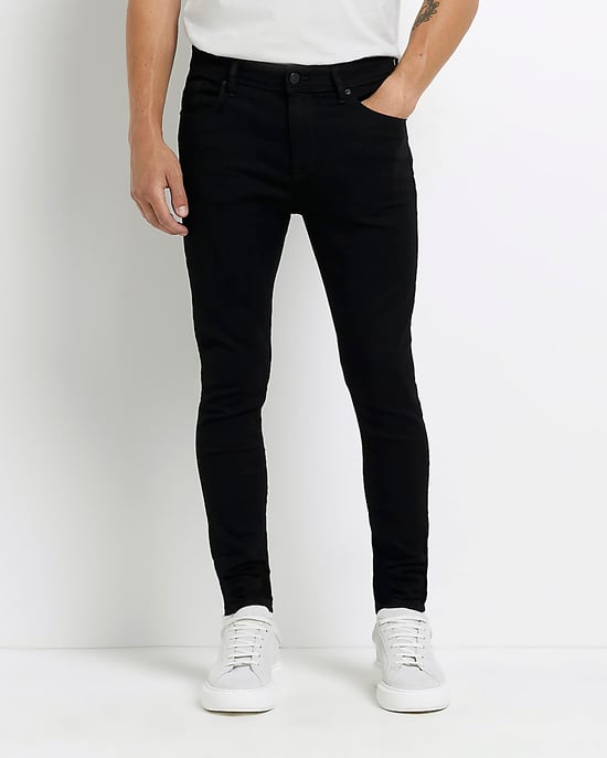 River Island Mens Skinny Jeans Black Spray On Fit - Image 1