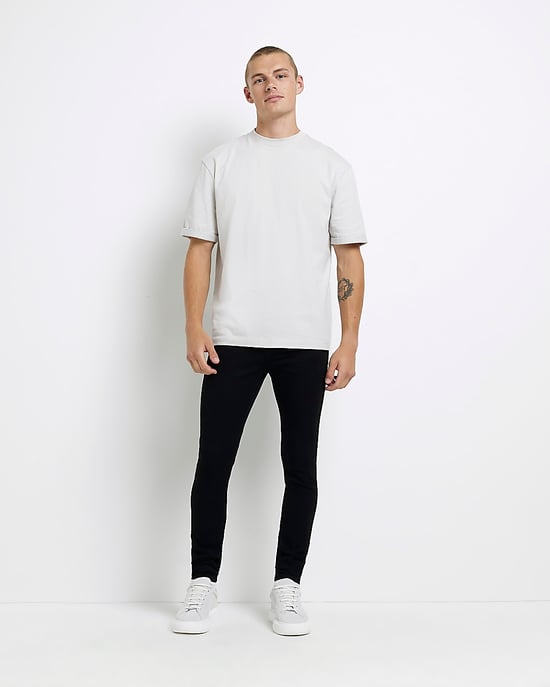 River Island Mens Skinny Jeans Black Spray On Fit - Image 2