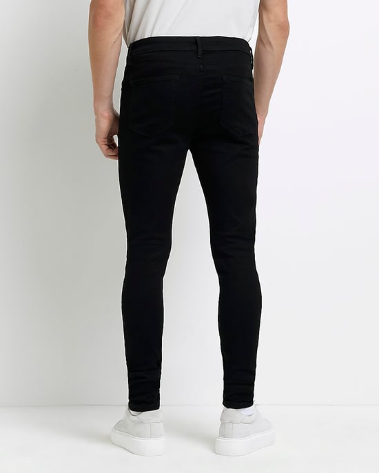 River Island Mens Skinny Jeans Black Spray On Fit - Image 3