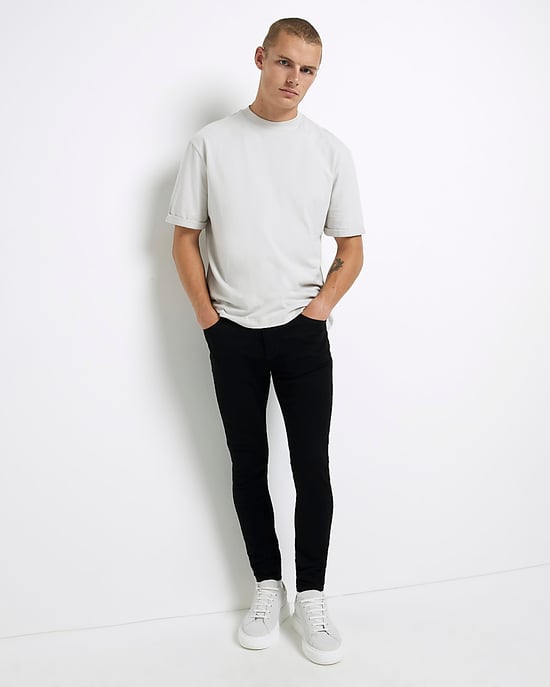 River Island Mens Skinny Jeans Black Spray On Fit - Image 4