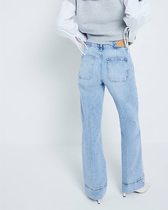 River Island Womens Wide Leg Jeans Blue High Waisted Flared - Image 4