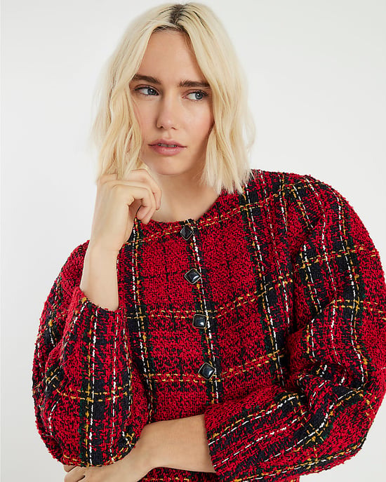 River Island Womens Jacket Red Tartan Boucle - Image 3