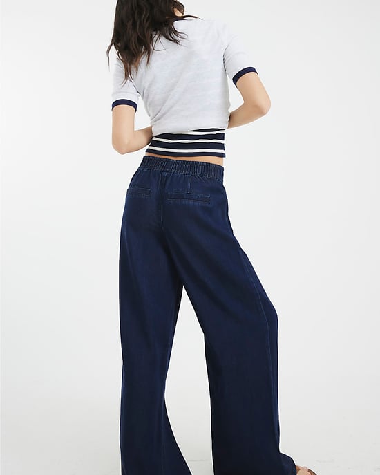 River Island Womens Wide Leg Jeans Blue Drawstring - Image 3