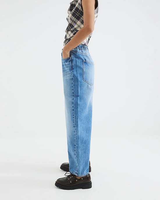 River Island Womens Barrel Leg Jeans Blue Elasticated - Image 5