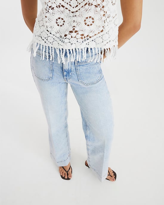 River Island Womens Wide Leg Jeans Blue High Waisted Front Pocket - Image 3