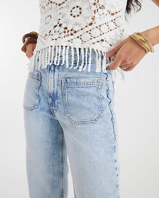River Island Womens Wide Leg Jeans Blue High Waisted Front Pocket - Image 5