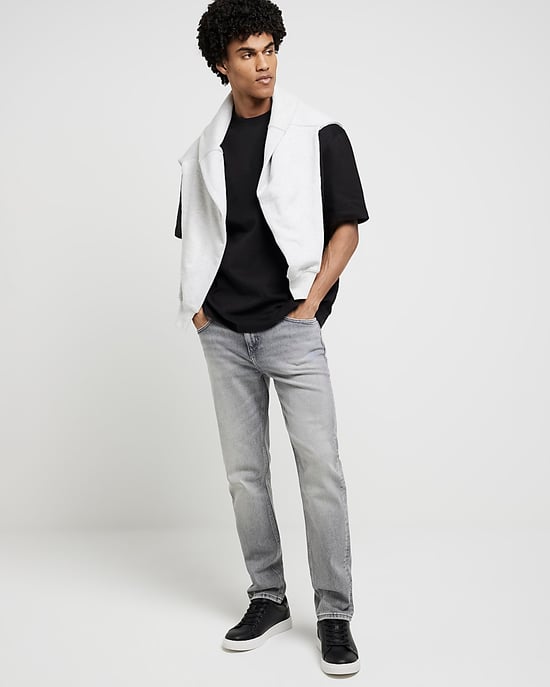 River Island Mens Slim Fit Jeans Grey Denim Fabric - Image 1