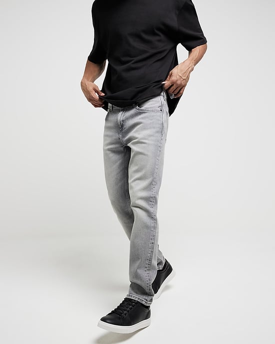 River Island Mens Slim Fit Jeans Grey Denim Fabric - Image 5