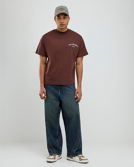 River Island Mens T-Shirt Brown Oversized Fit Palais Dept - Image 4