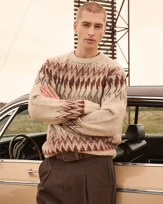 River Island Mens Jumper Beige Regular Fit Fairisle - Image 3