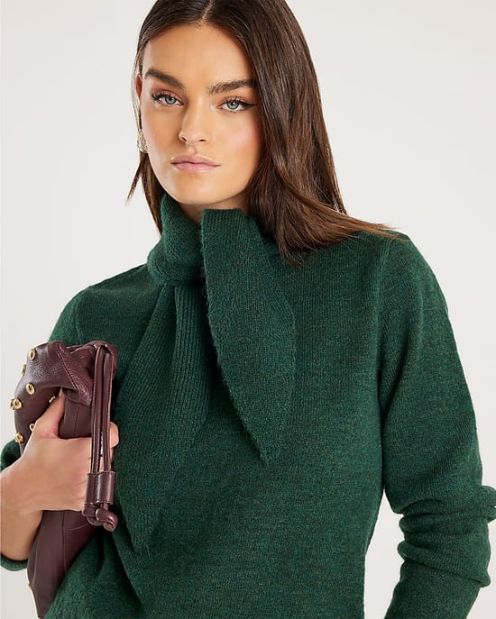 River Island Womens Jumper Green Knitted Neck Tie - Image 4