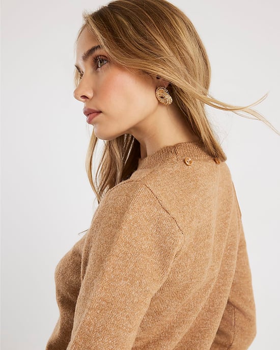 River Island Womens Jumper Brown Knitted Neck Tie - Image 3