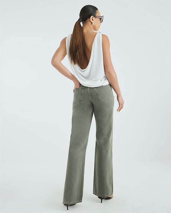 River Island Womens Straight Leg Jeans Khaki High Rise Relaxed - Image 3