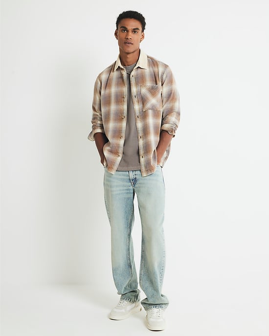 River Island Mens Shirt Cream Regular Fit Check Ame Saint - Image 2
