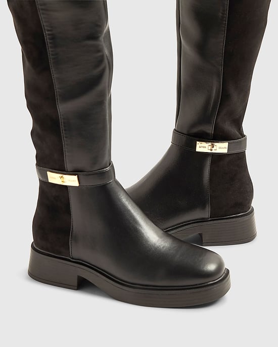 River Island Womens Over The Knee Riding Boots Black Flat - Image 3