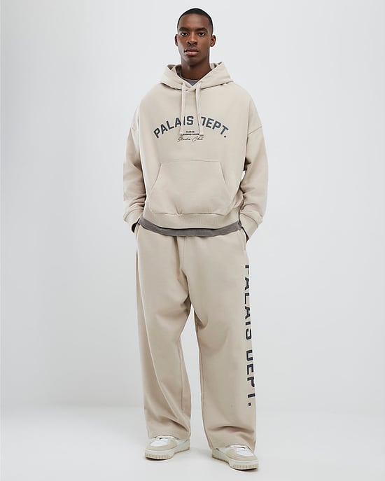 River Island Mens Hoodie Beige Oversized Fit Palais Dept - Image 4