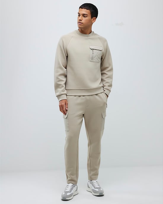 River Island Mens Sweatshirt Beige Slim Fit Nylon - Image 4