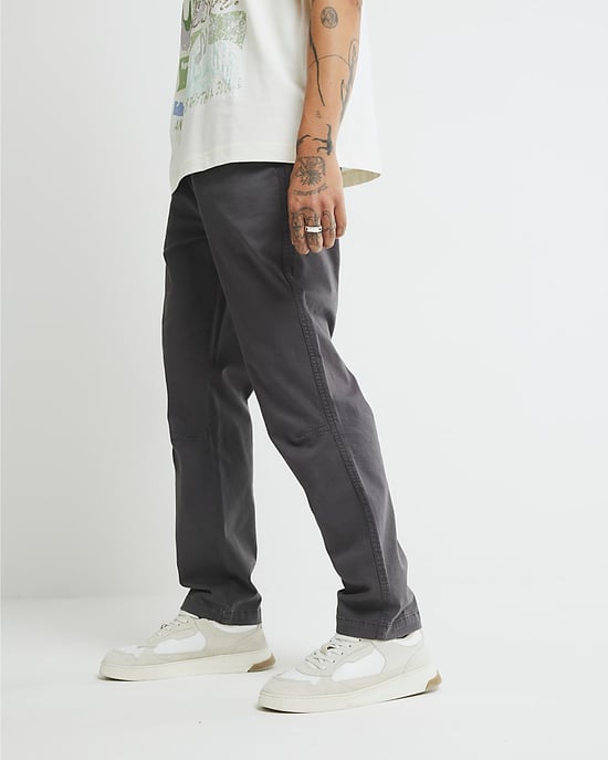River Island Mens Joggers Grey Regular Fit Pull On - Image 4