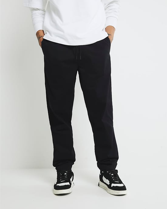 River Island Mens Joggers Black Regular Fit Pull On - Image 1