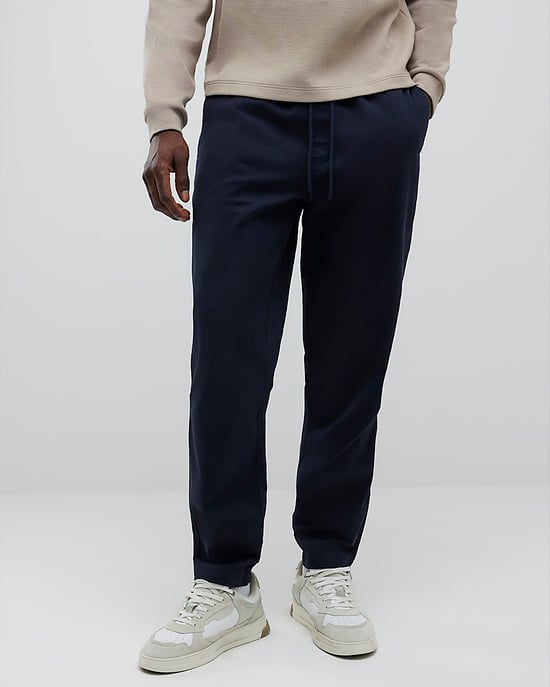 River Island Mens Joggers Navy Pull On Straight Leg - Image 1