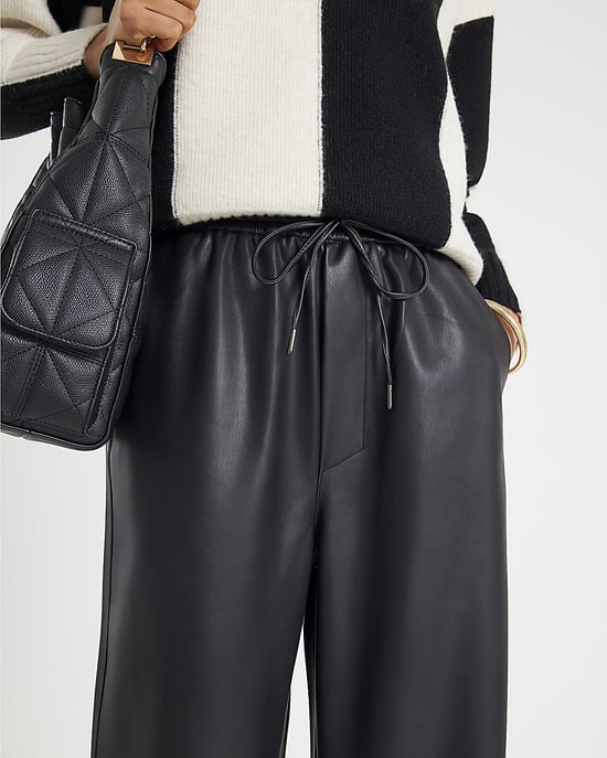 River Island Womens Trousers Black Faux Leather Elasticated Waist - Image 3