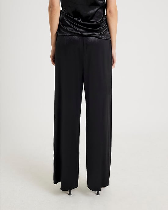 River Island Womens Joggers Trousers Black Velvet Wide Leg - Image 3