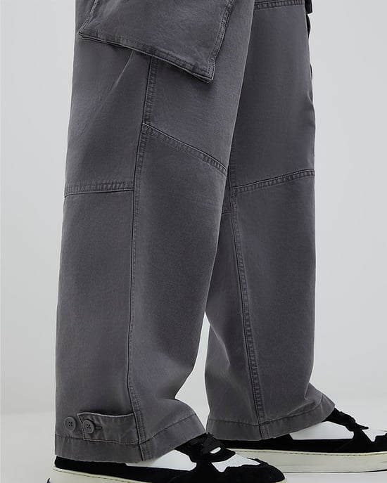 River Island Mens Cargo Trousers Grey Super Baggy - Image 4