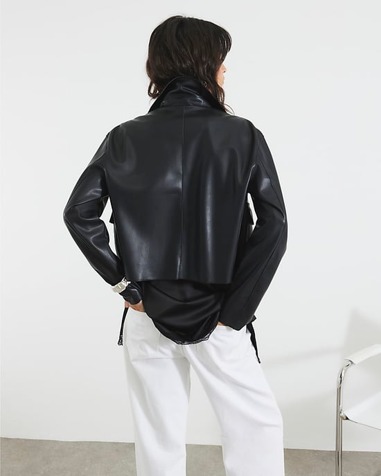 River Island Womens Jacket Black Faux Leather Button Through - Image 2