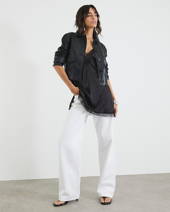 River Island Womens Jacket Black Faux Leather Button Through - Image 3