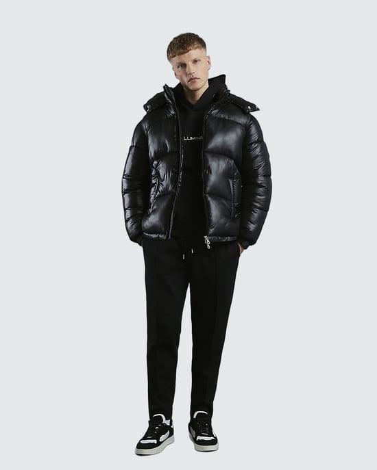 River Island Mens Puffer Coat Black Oversized Fit - Image 1